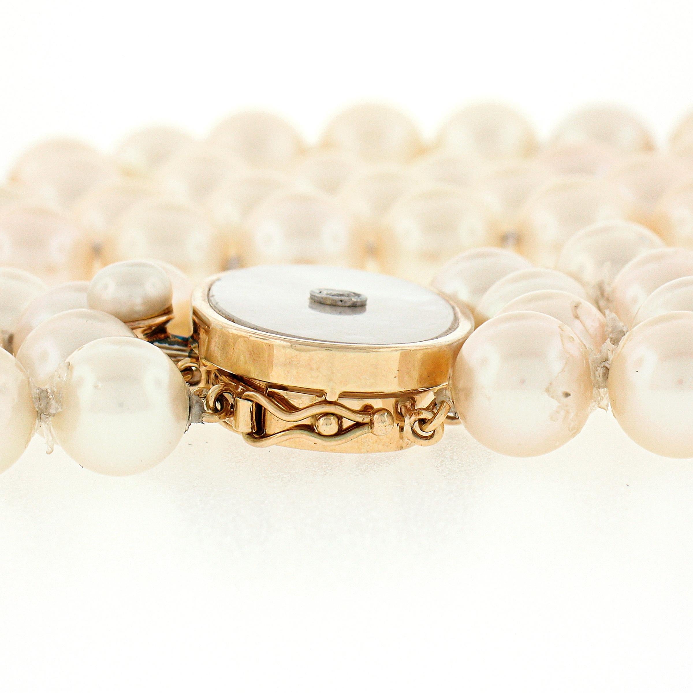 Vintage Tambetti Layered 4strang Perlenkette 14k Gold Fancy Verschluss Vintage im Angebot 3