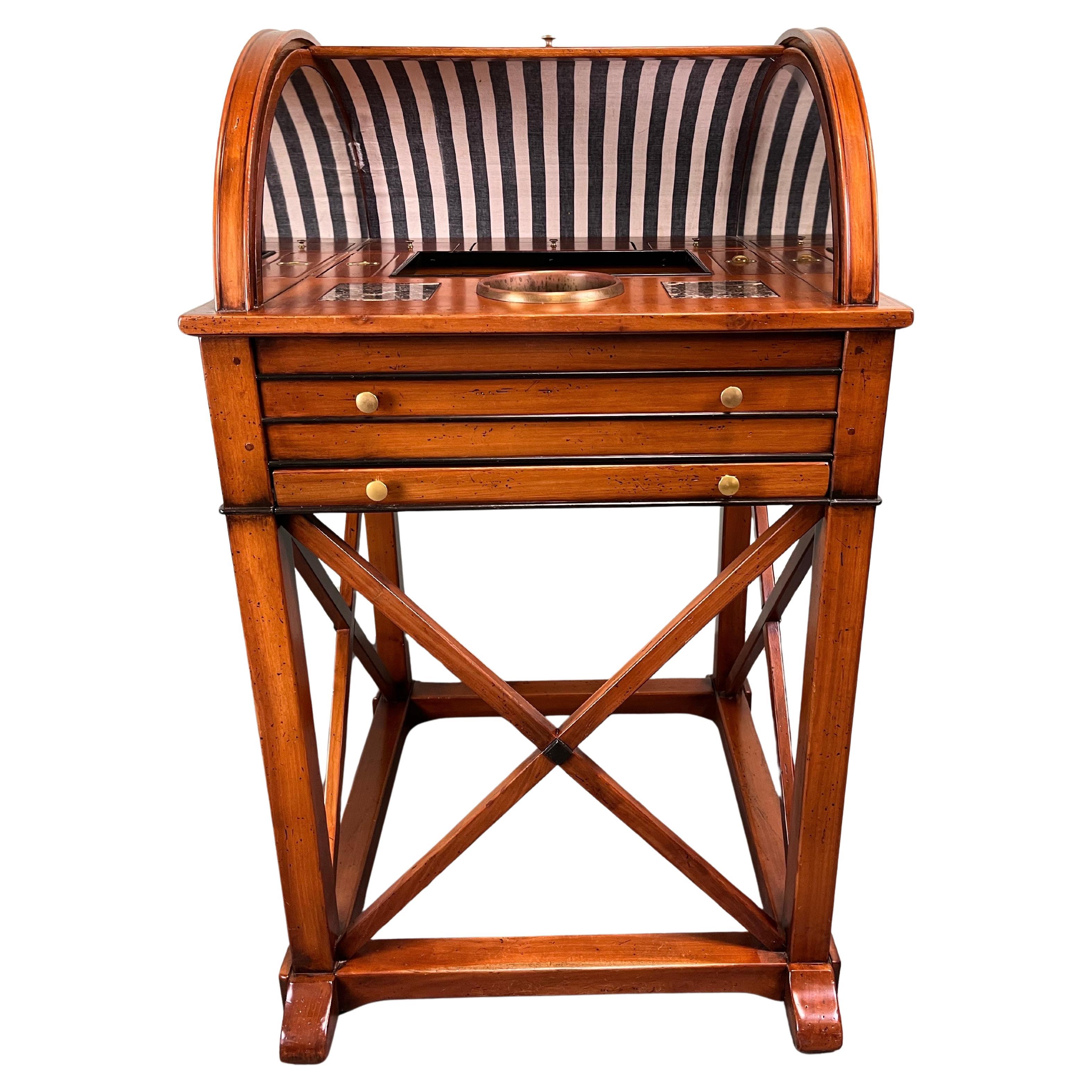 Vintage Tambour Roll Bar Liquor Cabinet