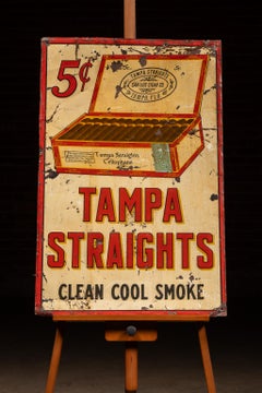 Vintage "Tampa Straights" Tin Litho Cigar Advertising Sign