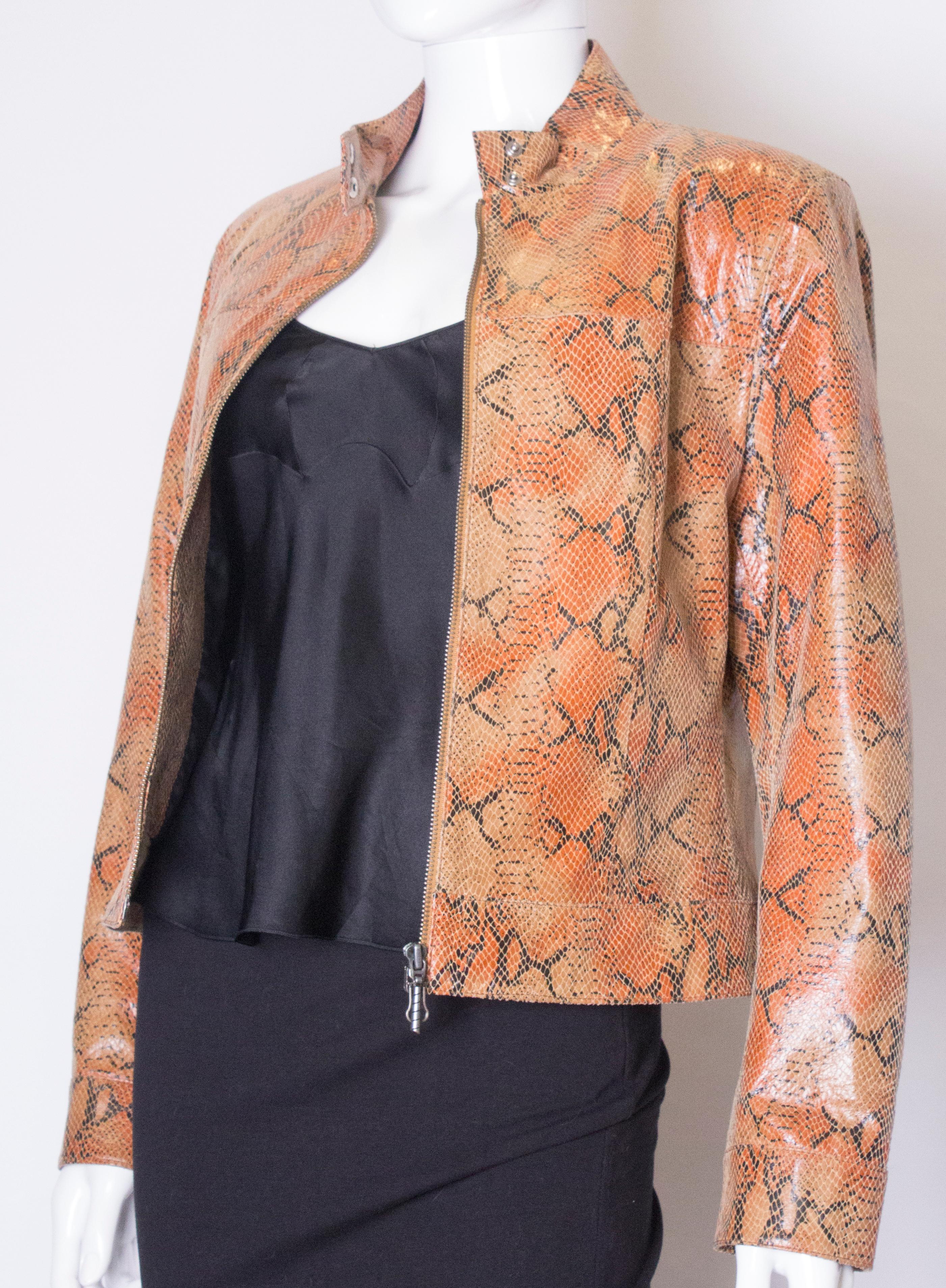 Vintage Tan and Black Snakeskin Jacket In Good Condition In London, GB