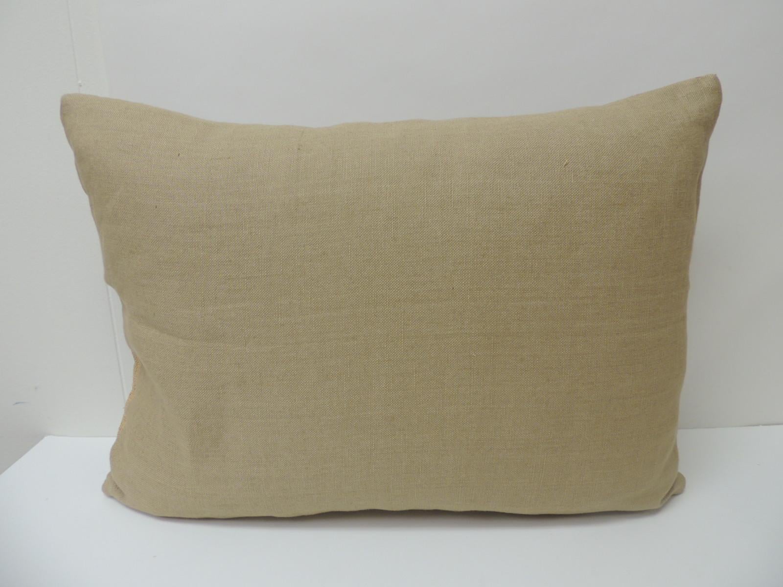 Vintage Tan and Brown African Artisanal Kuba Raffia Decorative Bolster Pillow In Good Condition In Oakland Park, FL
