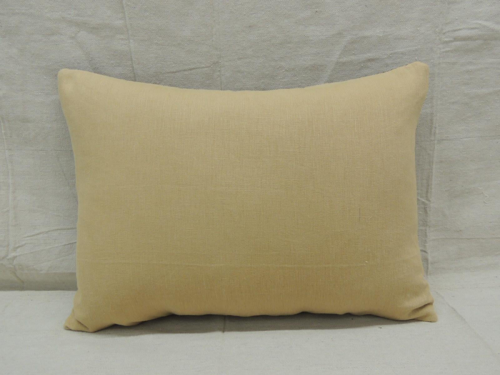 Hand-Crafted Vintage Tan and Brown African Kuba Decorative Bolster Pillow