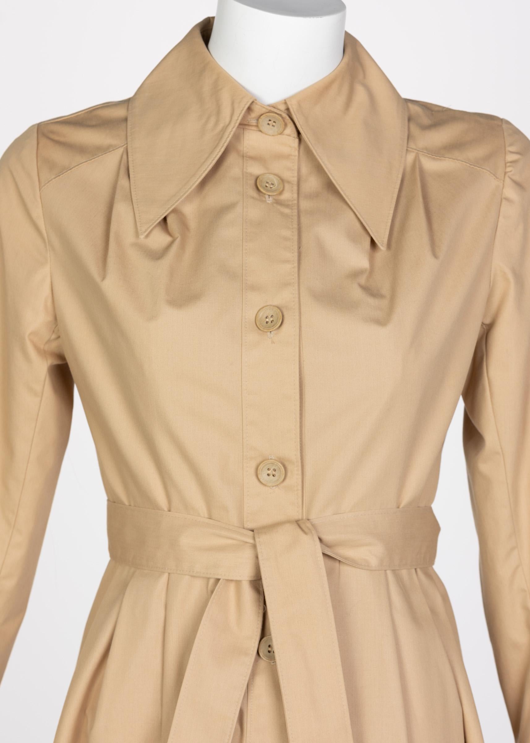 Vintage Tan Belted Cotton Trench Coat  2
