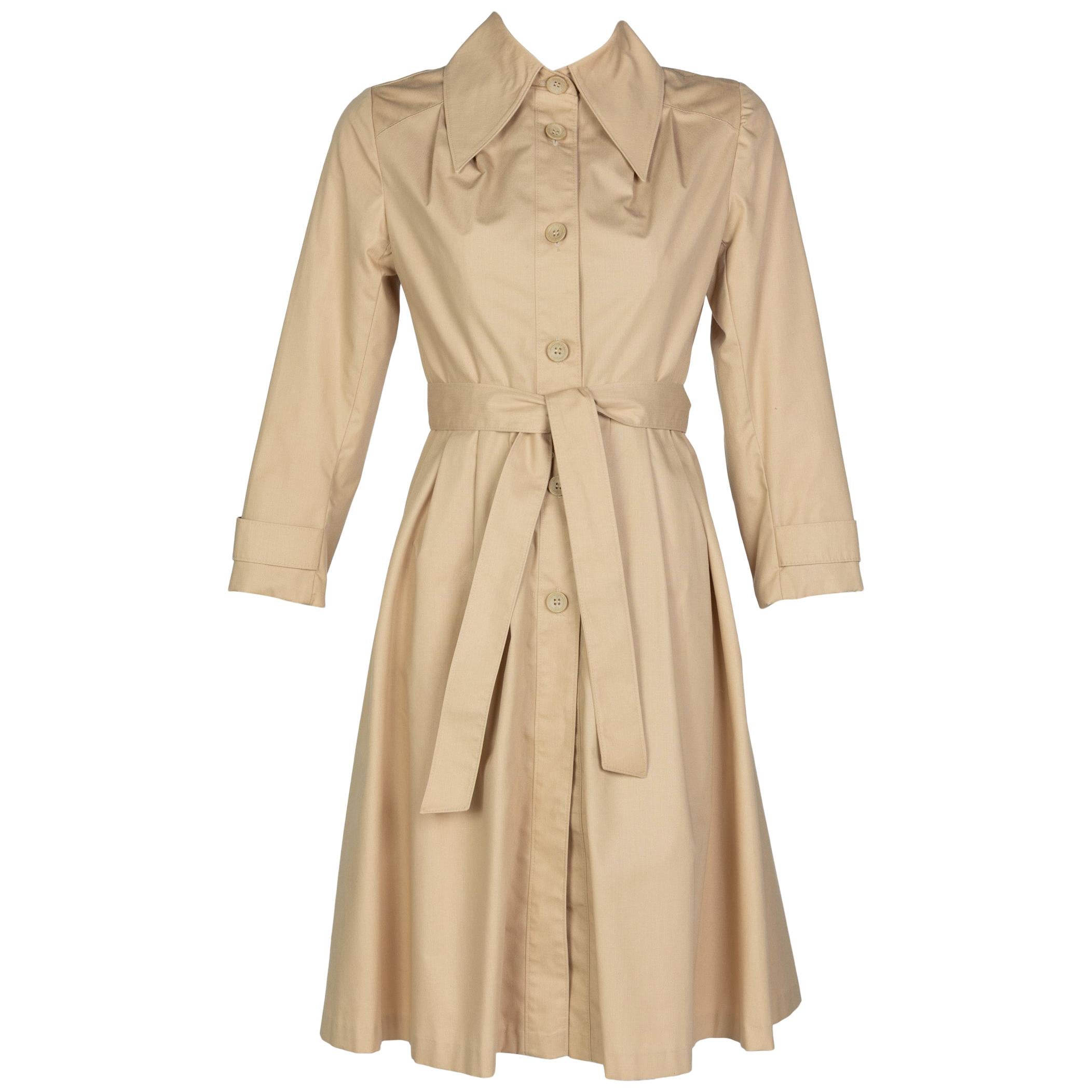 Vintage Tan Belted Cotton Trench Coat 