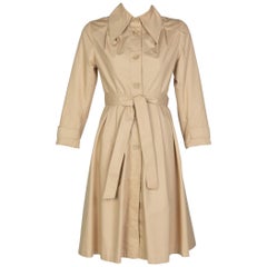 Vintage Tan Belted Cotton Trench Coat