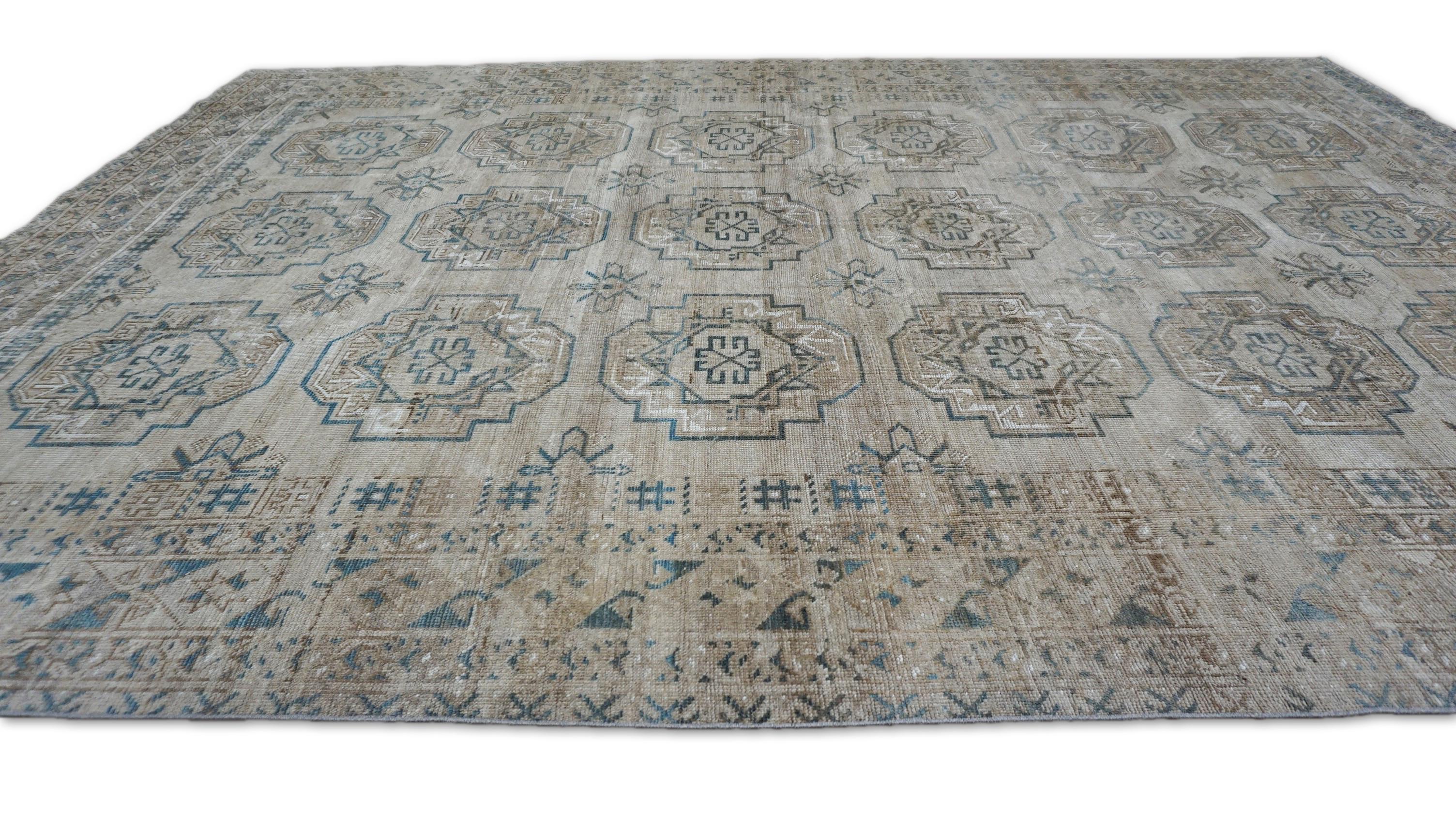 Vintage Tan Braun Distressed Wolle Teppich 8'9''x11'9'' (Neoklassisch) im Angebot