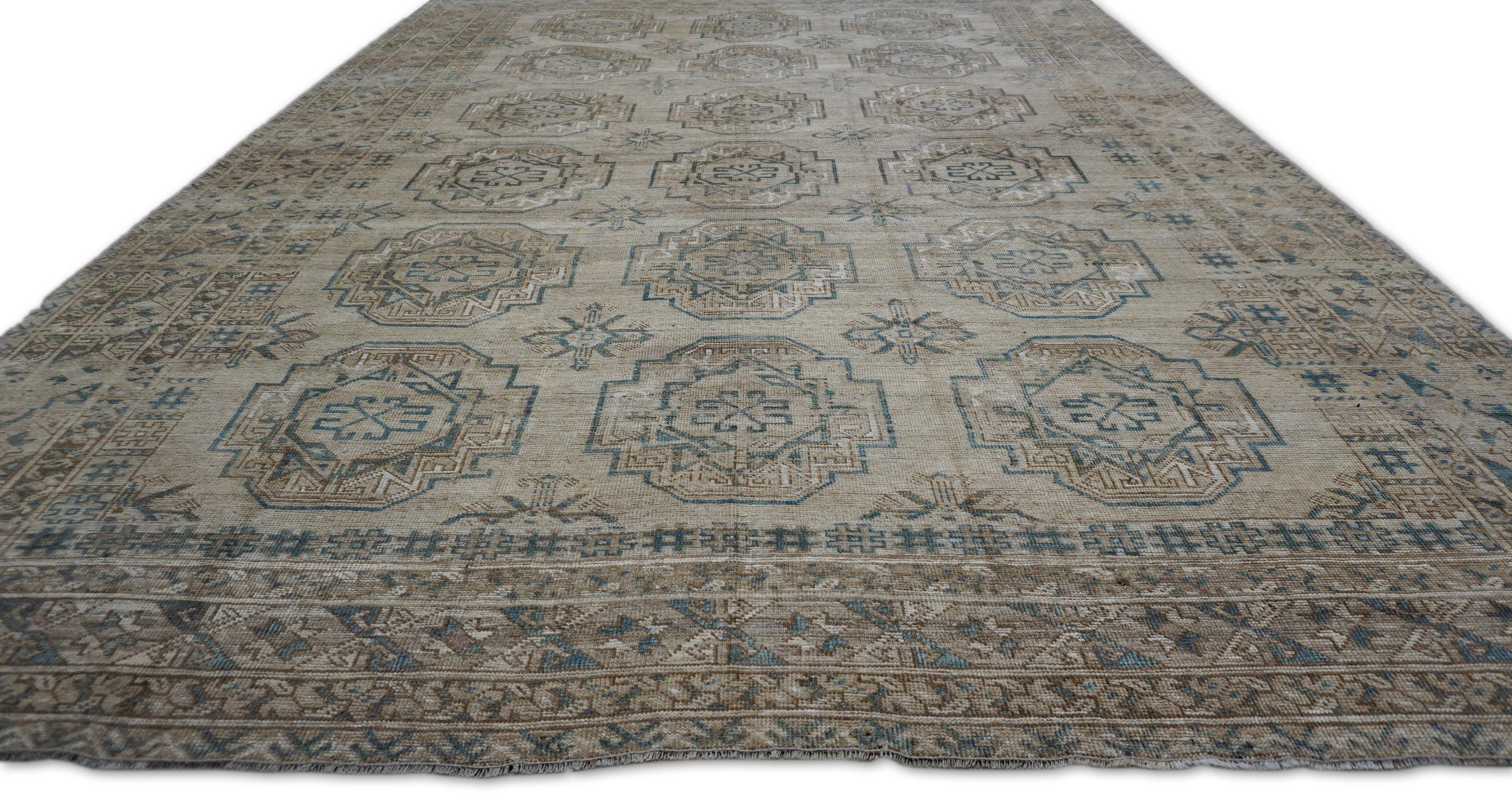 Vintage Tan Braun Distressed Wolle Teppich 8'9''x11'9'' (Persisch) im Angebot