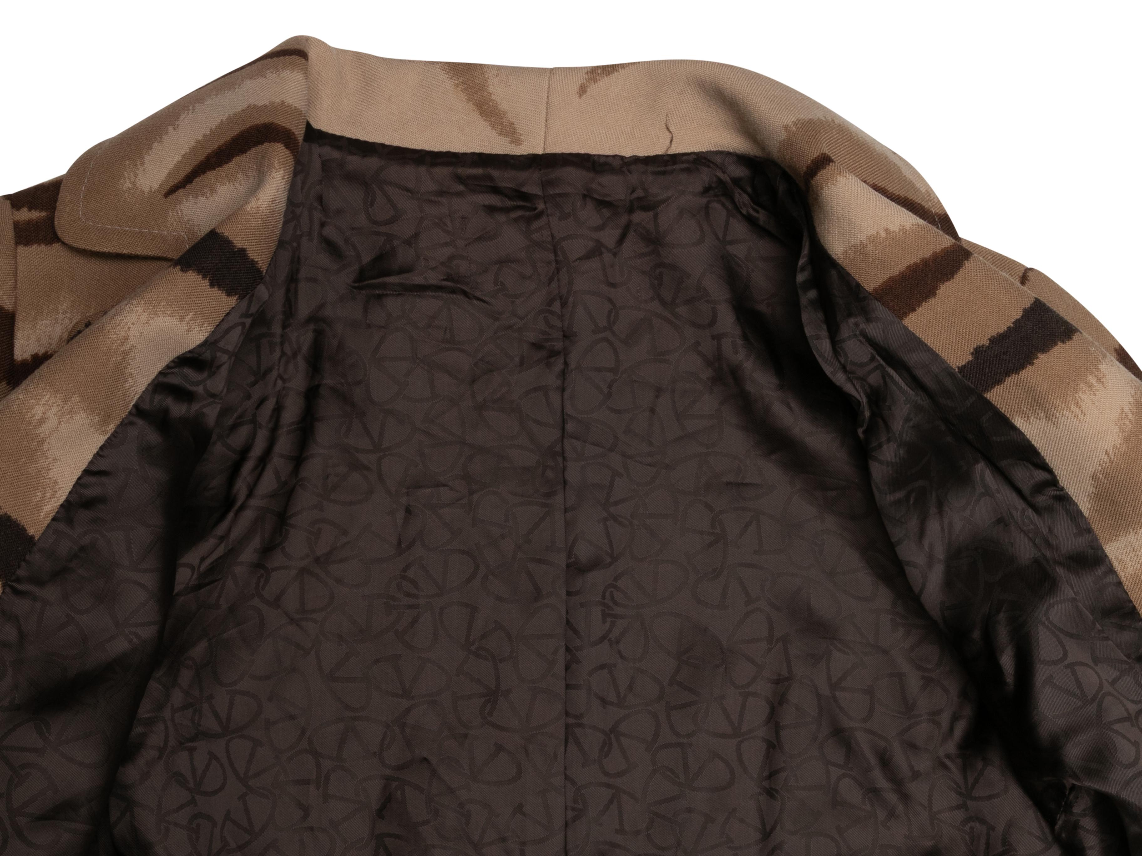 Women's Vintage Tan & Brown Valentino Animal Print Blazer Size IT 40 For Sale