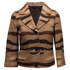 Blazer vintage marrone e marrone con stampa animalier di Valentino taglia IT 40