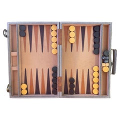 Retro Tan Corduroy & Bakelite Backgammon Set