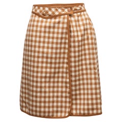 Vintage Tan & Cream Courreges Gingham Wrap Skirt