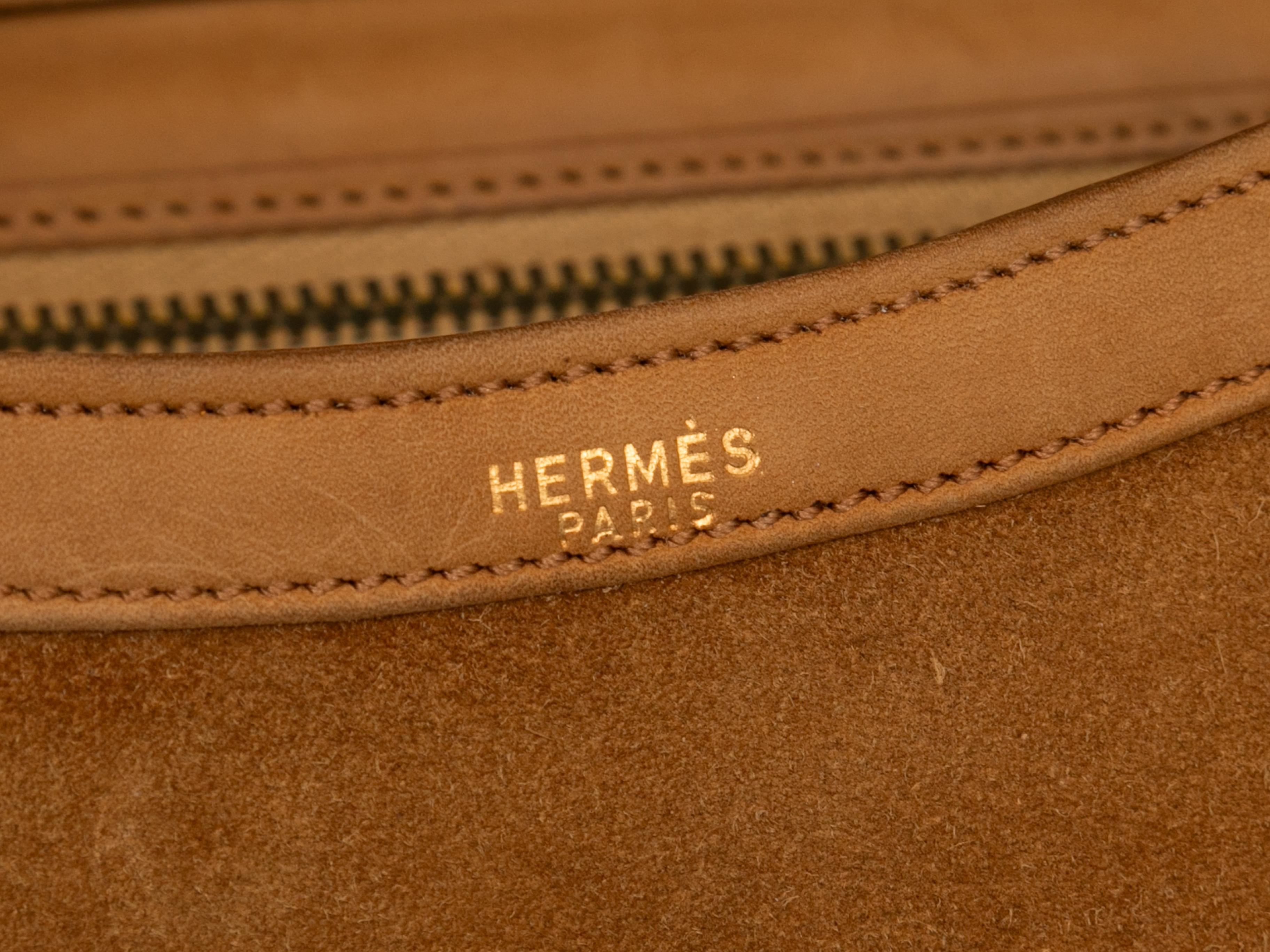 Vintage Tan Hermes 1970s Suede Shoulder Bag 3