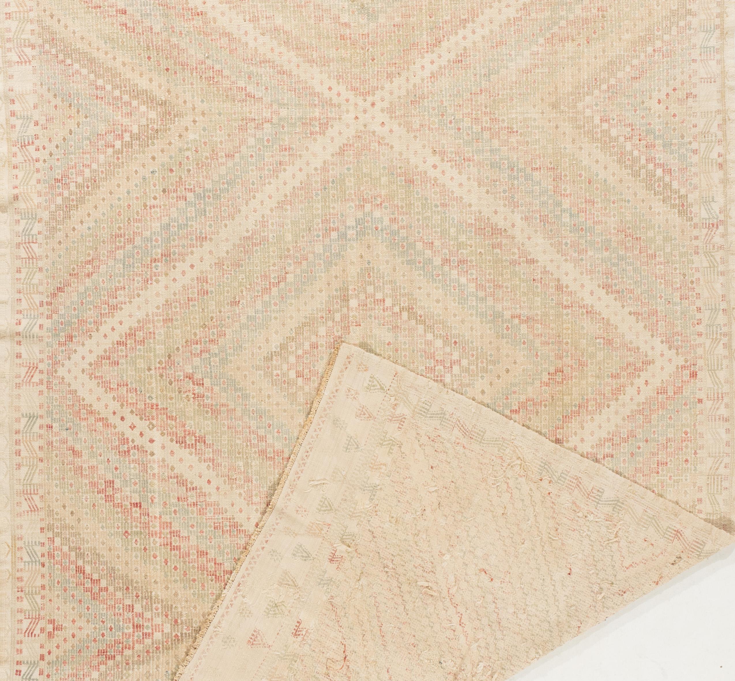 Turkish Vintage Tan Jajim Rug 6'7 X 10'4 For Sale