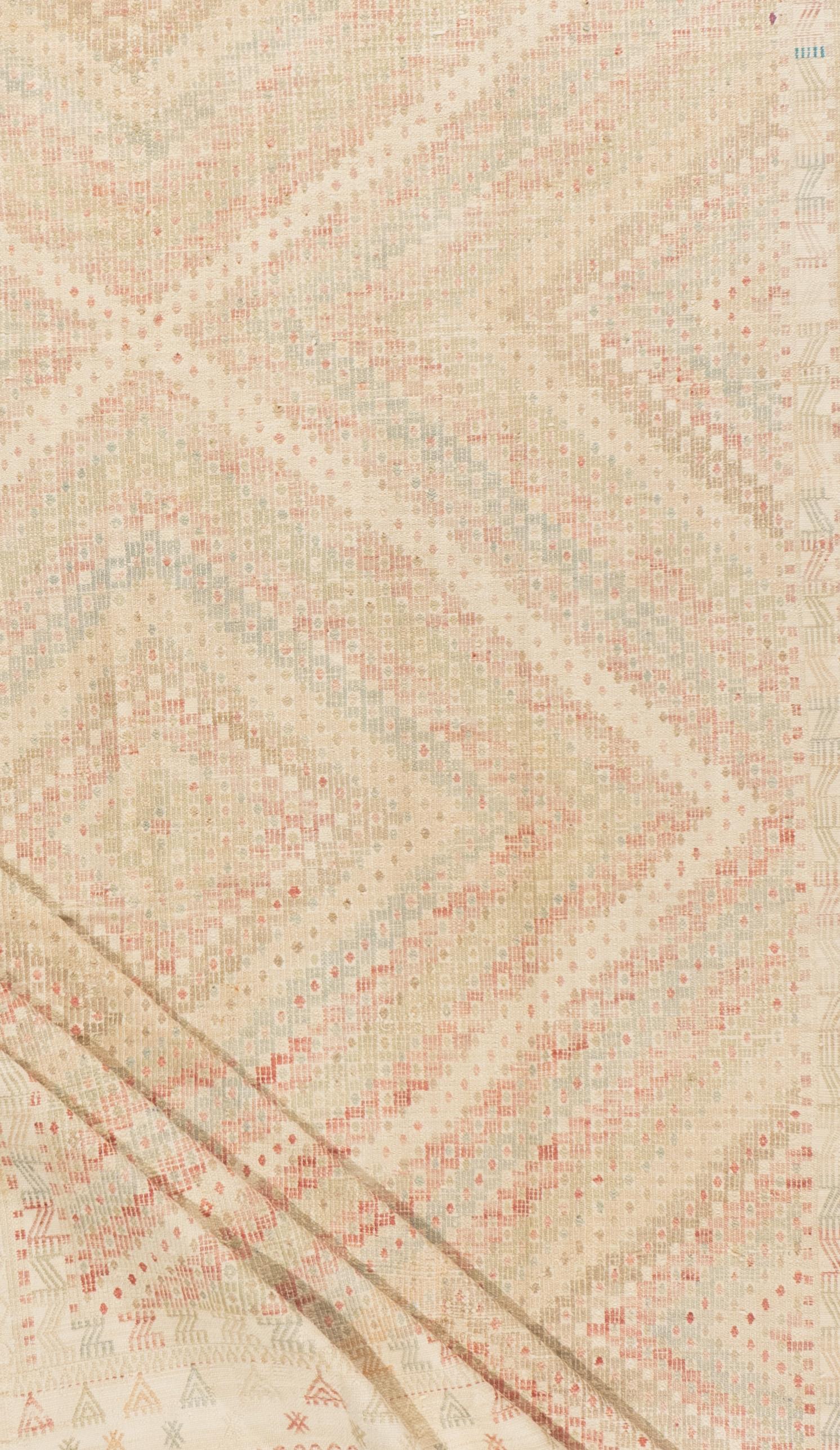 Hand-Woven Vintage Tan Jajim Rug 6'7 X 10'4 For Sale