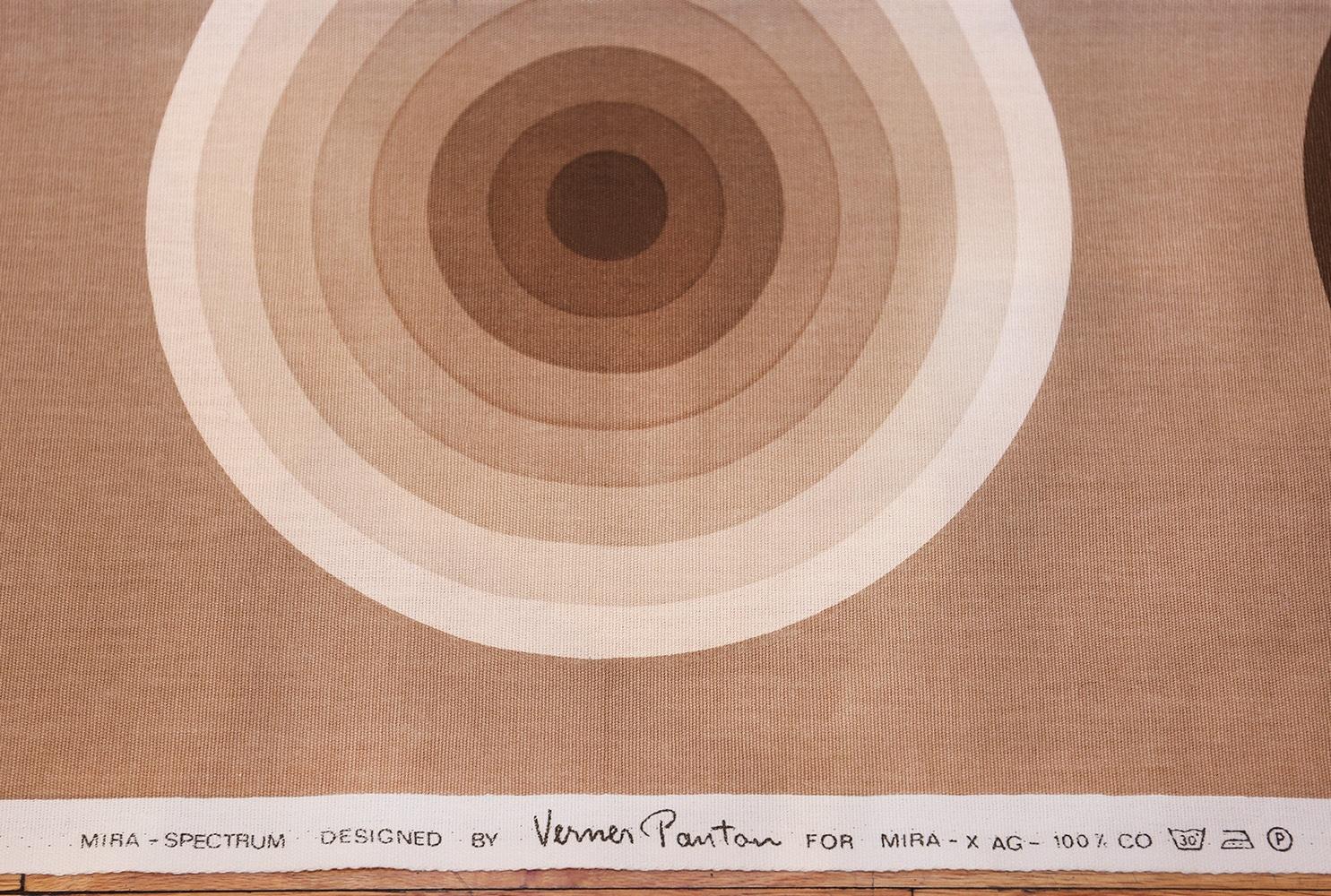 20th Century Nazmiyal Vintage Tan Kreis Spectrum Verner Panton Textile.4 ft 1 in x 12 ft 7 in