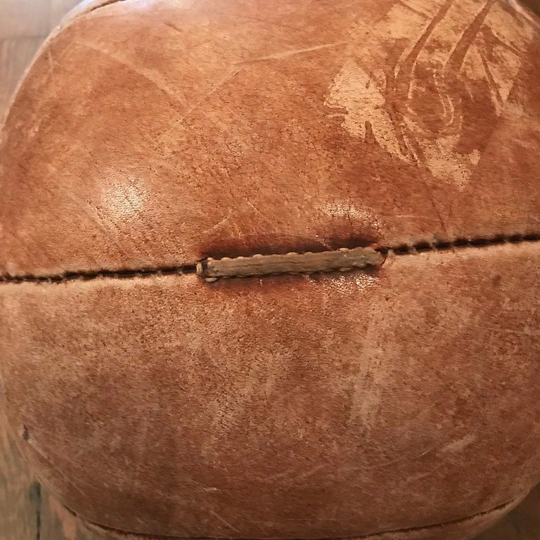 20th Century Vintage Tan Leather Medicine Ball For Sale