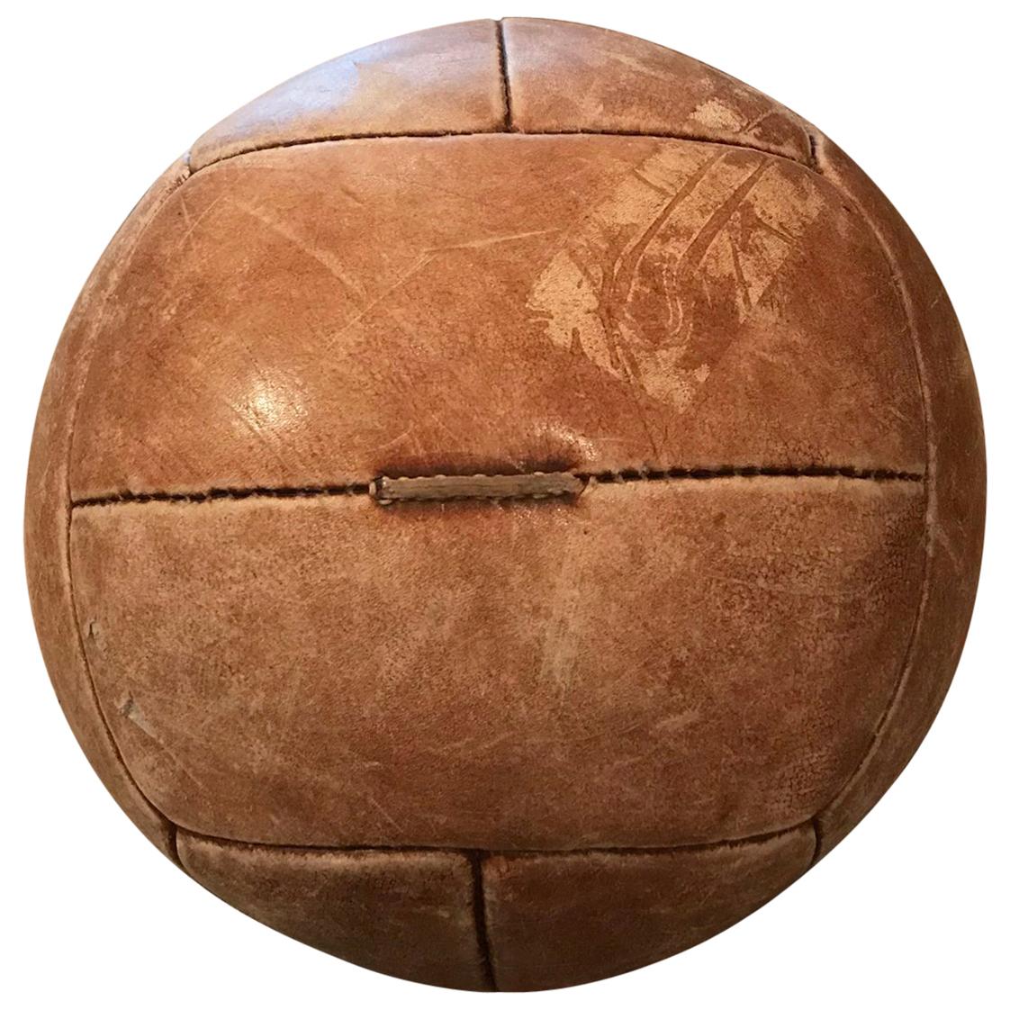 Vintage Tan Leather Medicine Ball