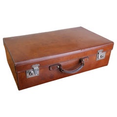 Vintage Tan Leather Suitcase. English C.1920