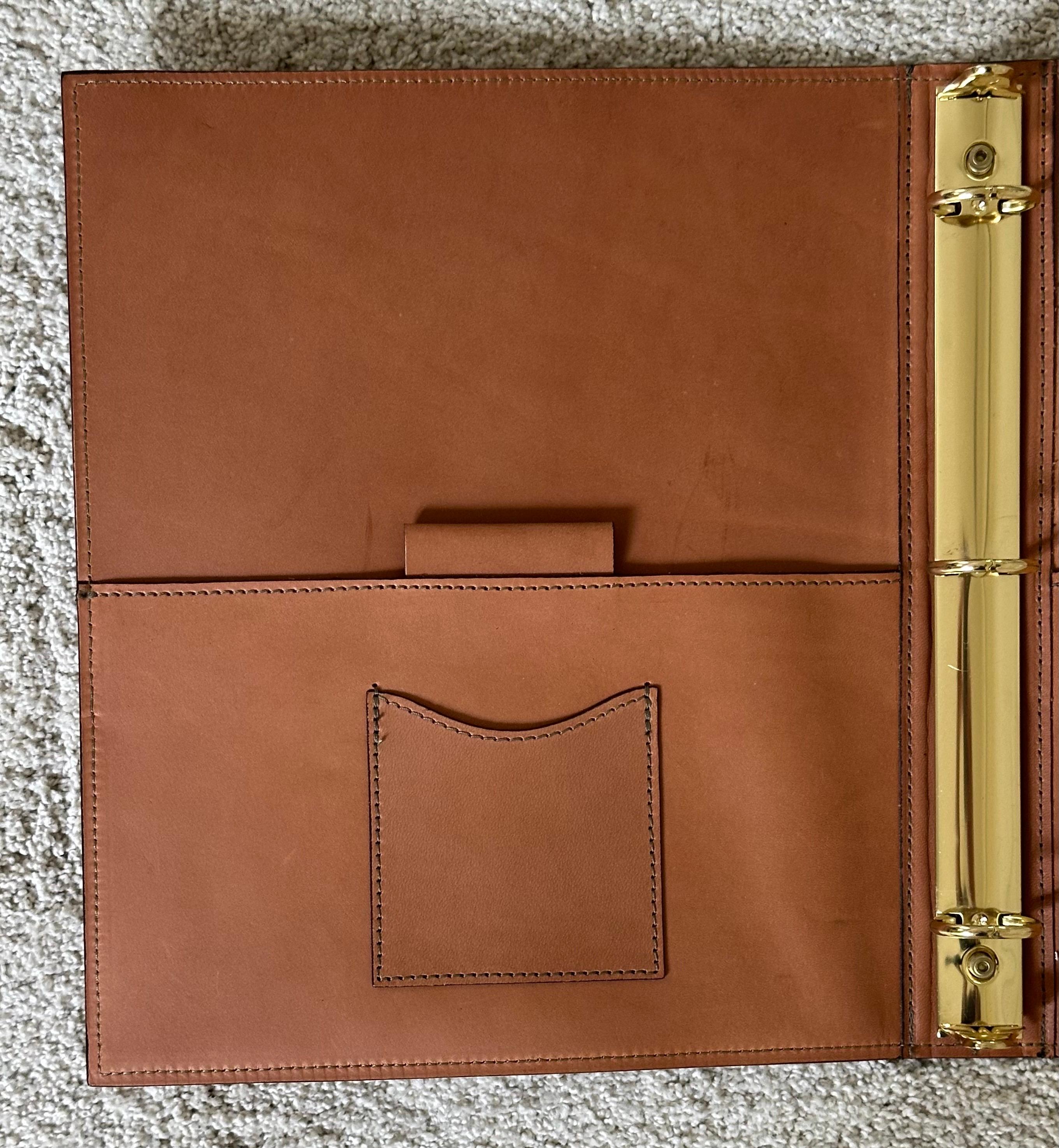 20th Century Vintage Tan Leather Three Ring Binder by Hartmann For Sale