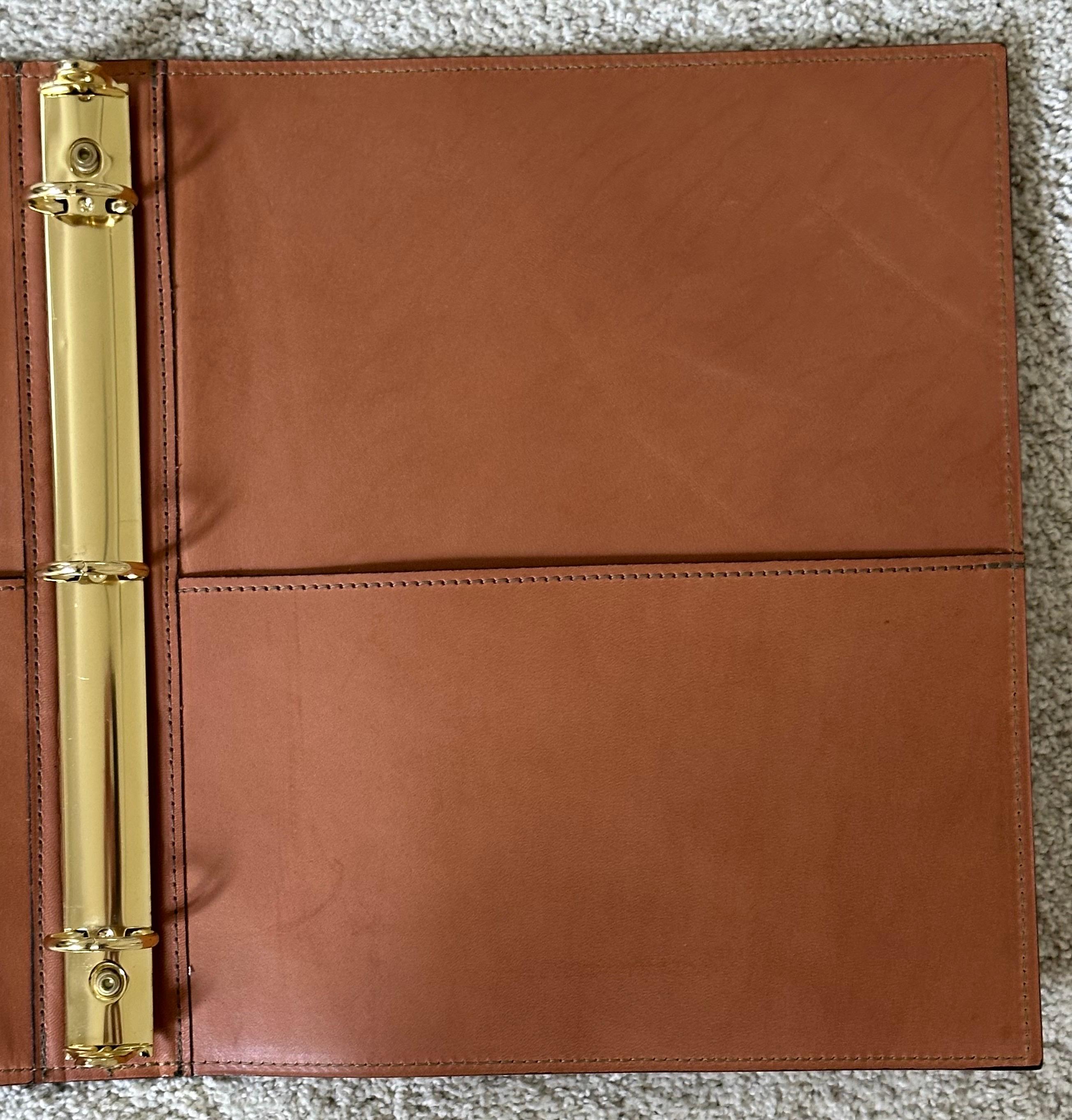 Vintage Tan Leather Three Ring Binder by Hartmann For Sale 1