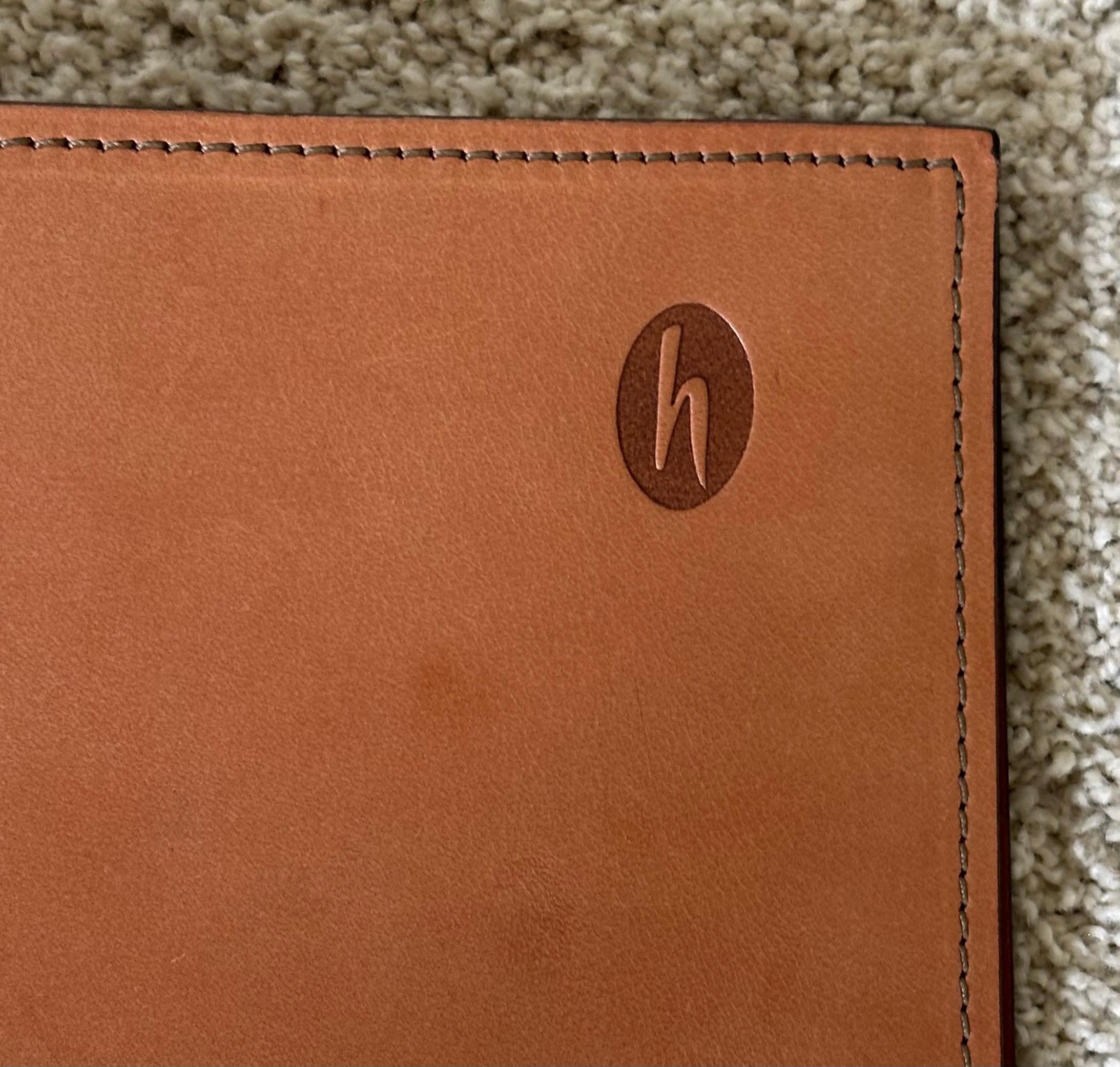 Vintage Tan Leather Three Ring Binder by Hartmann For Sale 2