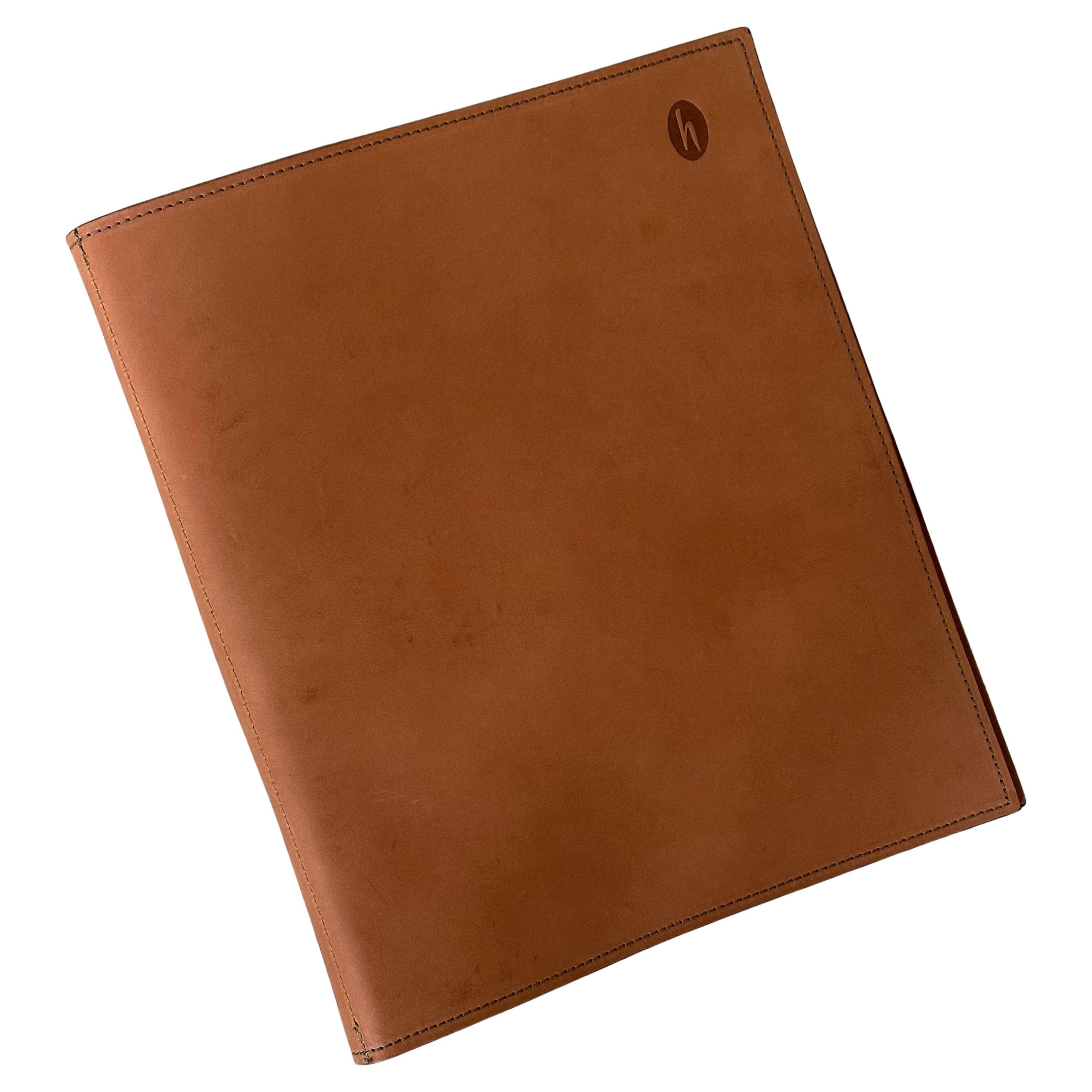 Vintage Tan Leather Three Ring Binder by Hartmann For Sale 3