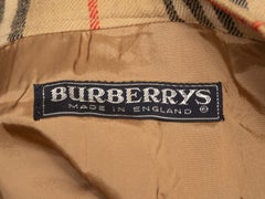 Vintage Tan & Multicolor Burberrys Wool Nova Check Pleated Skirt Size