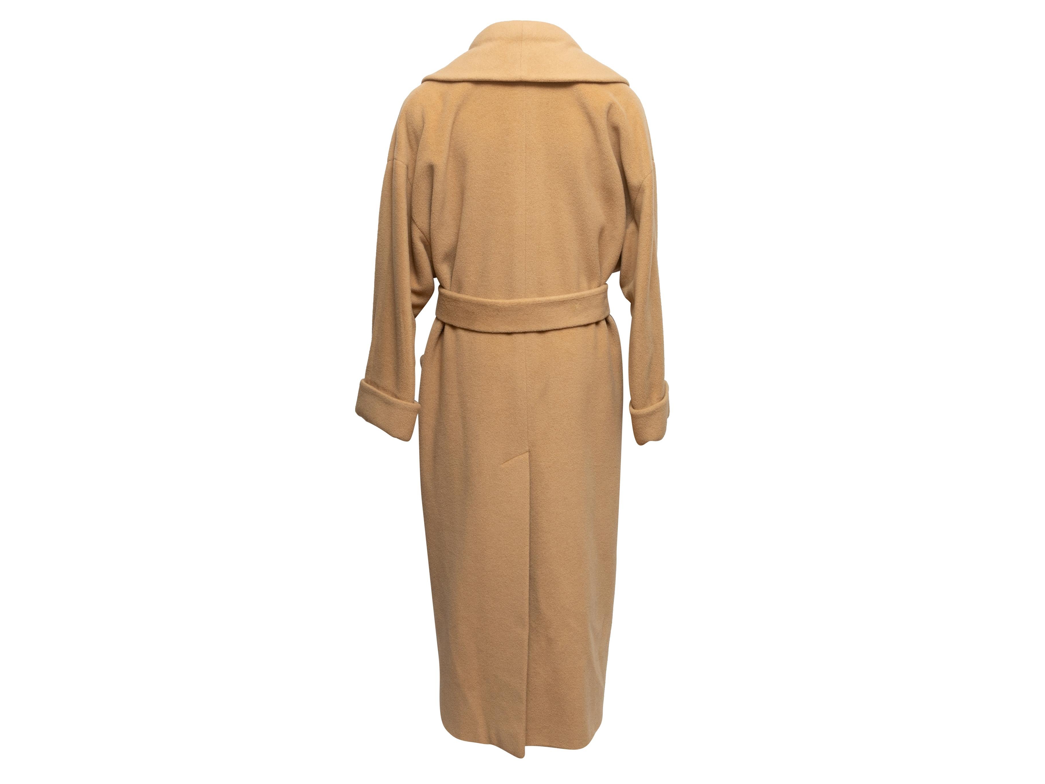 Women's Vintage Tan Perry Ellis Long Wool Coat Size US 8 For Sale