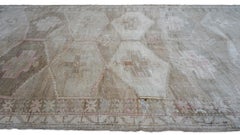 Vintage Tan, Taupe and Blush Diamond Medallion Wool Rug 6'10''x12'6''