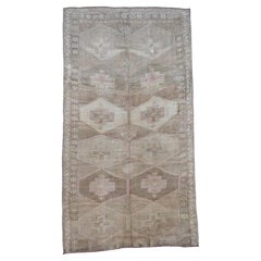 Vintage Tan, Taupe and Blush Diamond Medallion Wool Rug 6'10''x12'6''