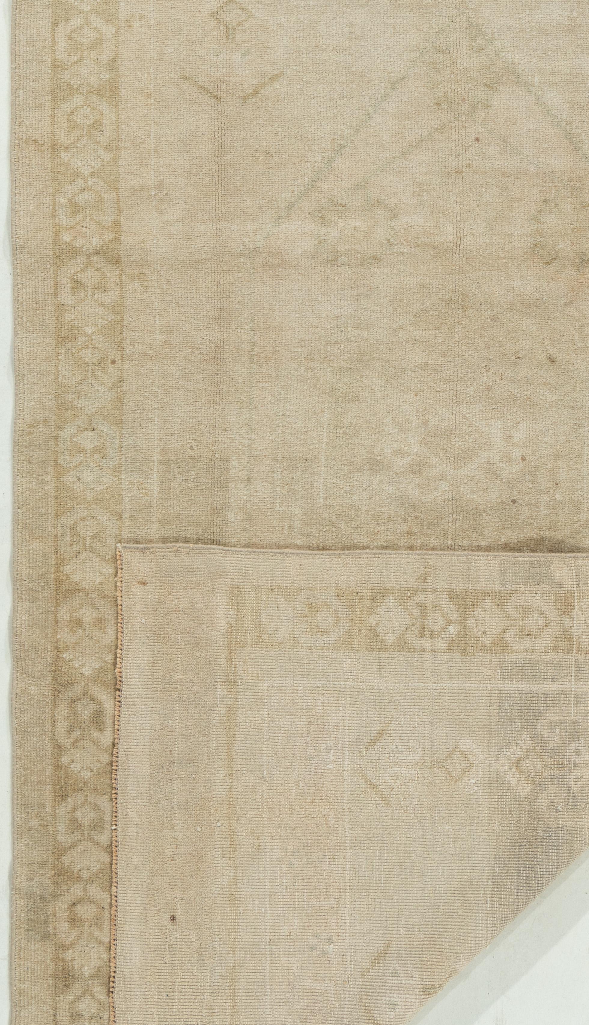 Wool Vintage Tan Turkish Anatolian Area Rug For Sale