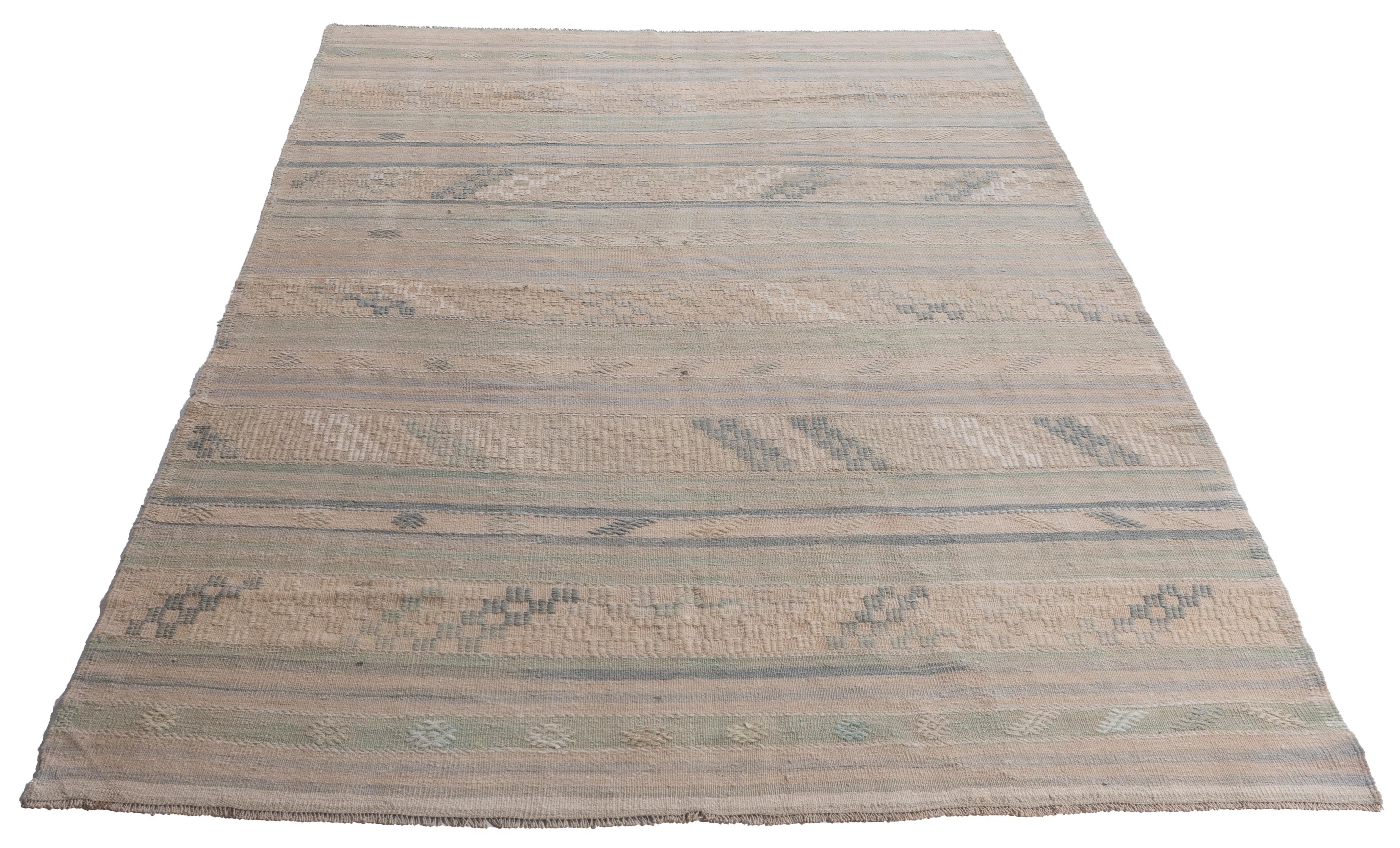 Vintage CIRCA 1940 Tan Türkischer Kilim Flachgewebe-Teppich im Angebot 4