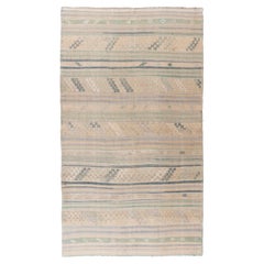 Vintage Circa 1940 Tan Turkish Kilim Flatweave Rug