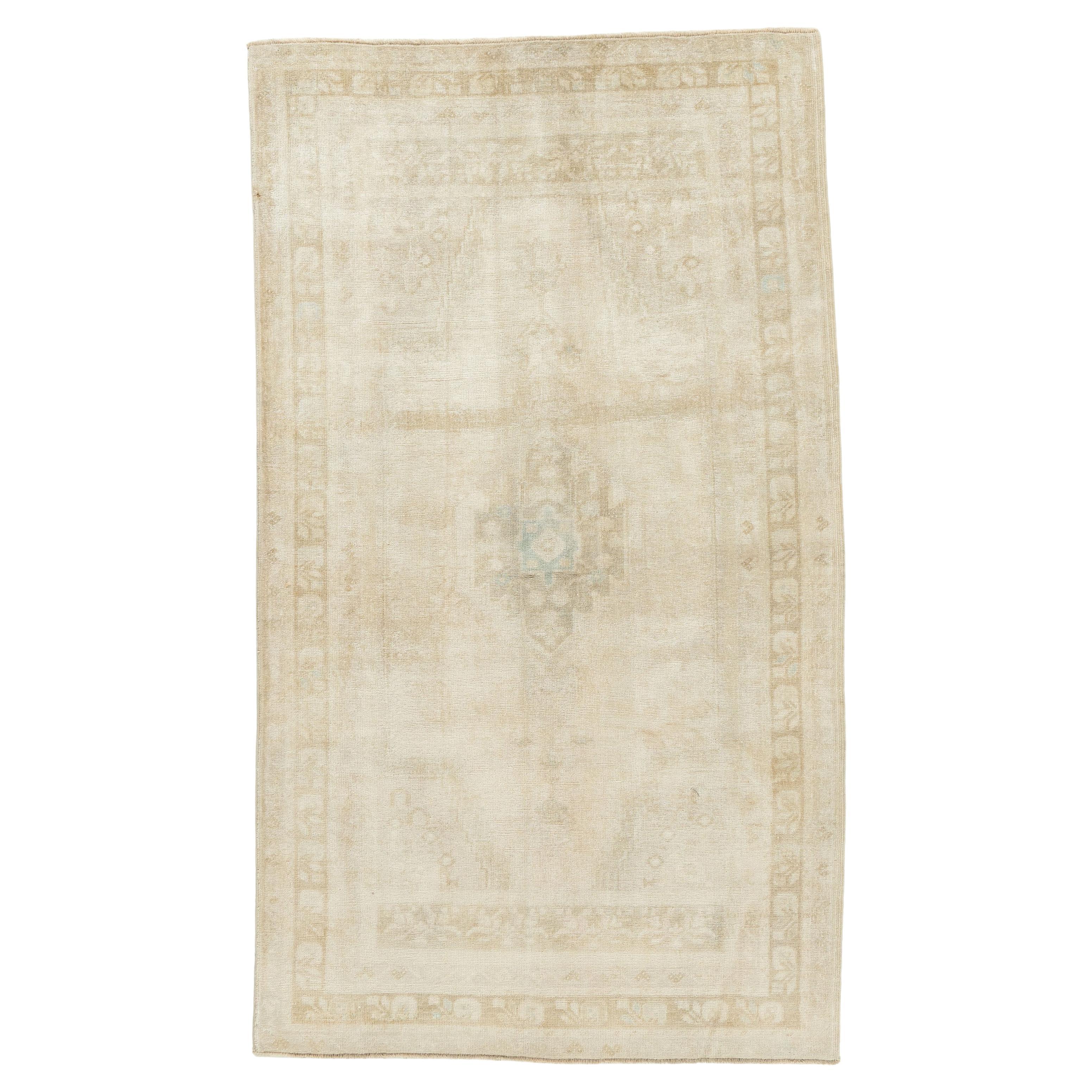 Vintage Tan Turkish Oushak 3'9 X 6'6