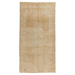 Vintage Tan Turkish Oushak Rug 4'8 x 8'9