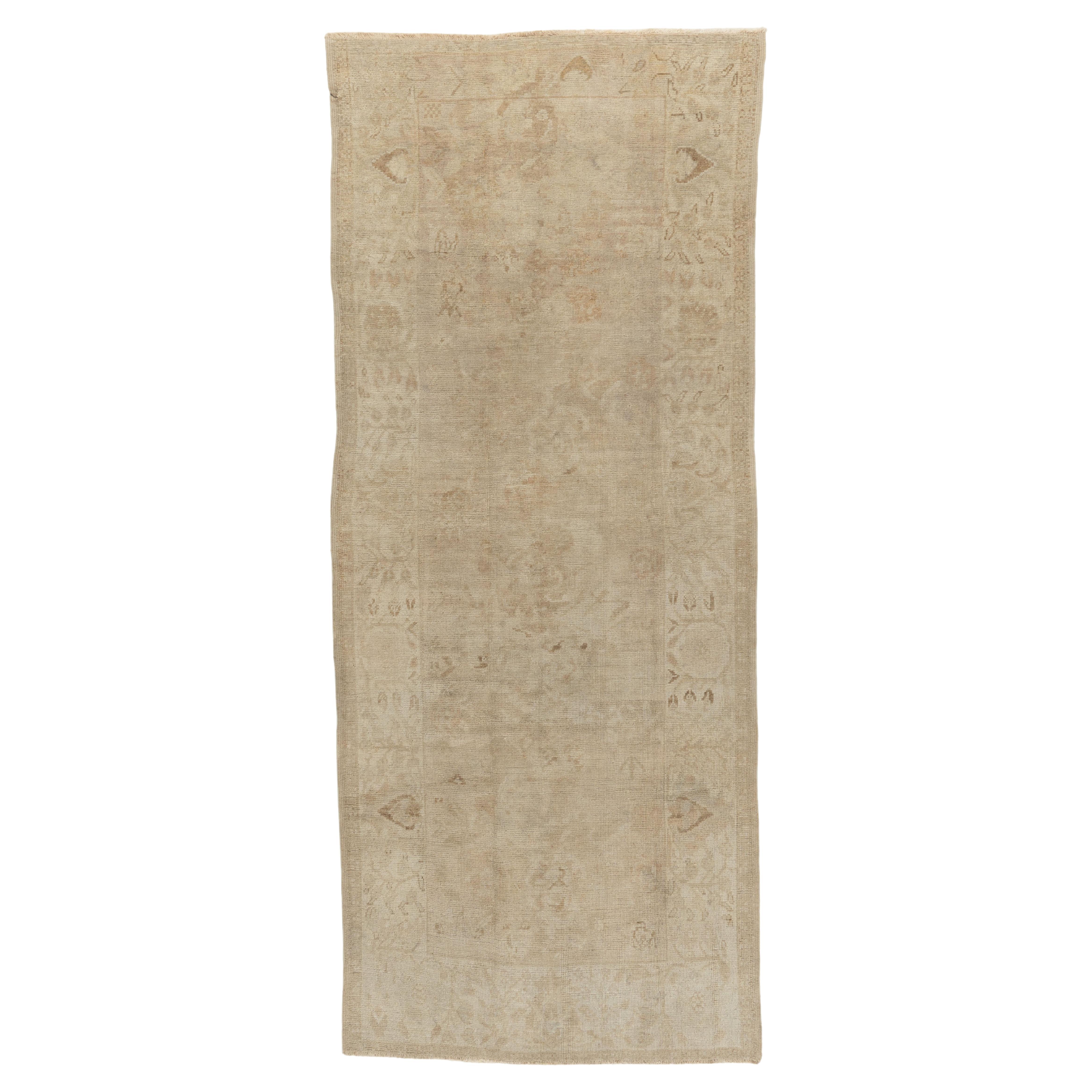 Vintage Tan Turkish Oushak Rug