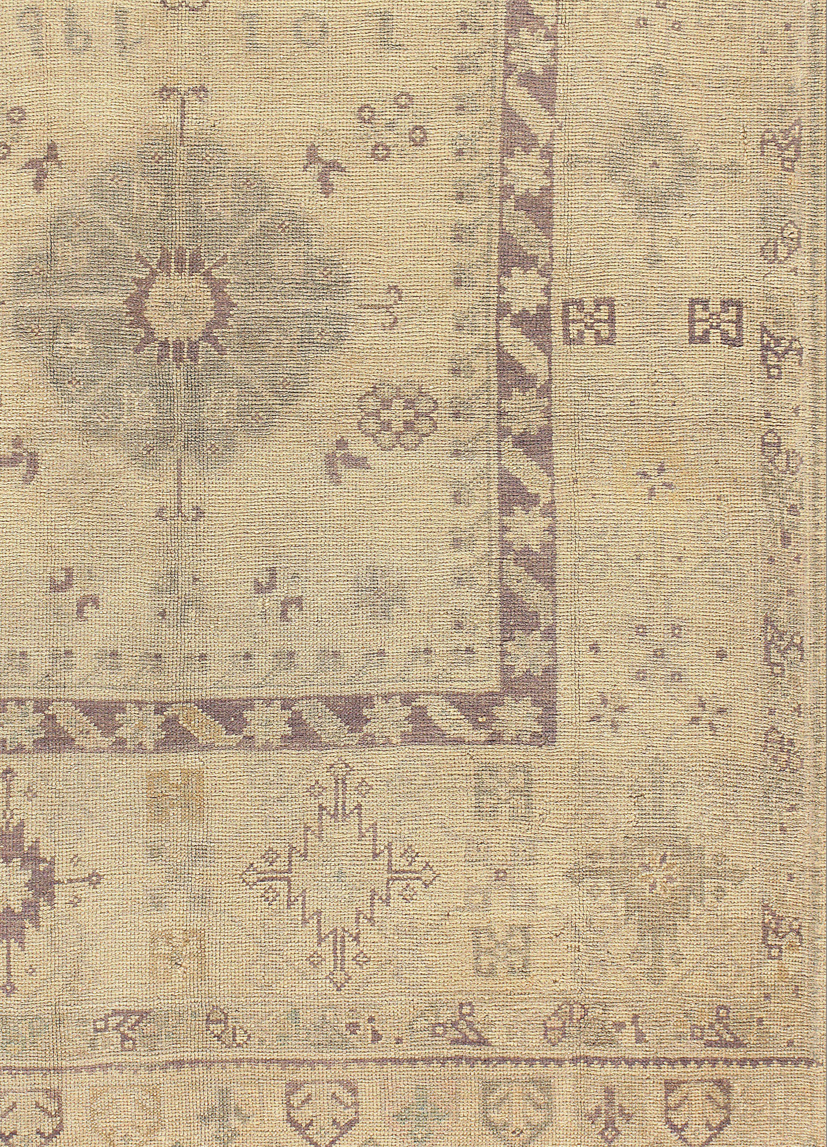 Annodato a mano Vintage Tan Turkish Oushak Runner 4'9 x 11'3 in vendita
