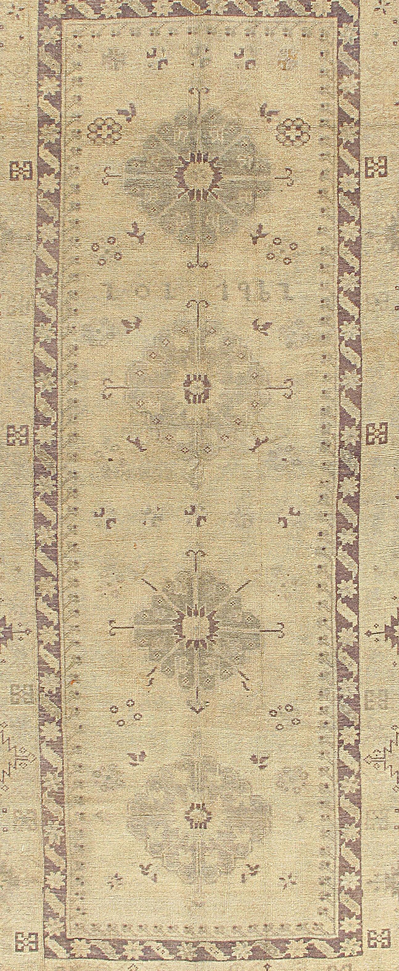 Lana Vintage Tan Turkish Oushak Runner 4'9 x 11'3 in vendita