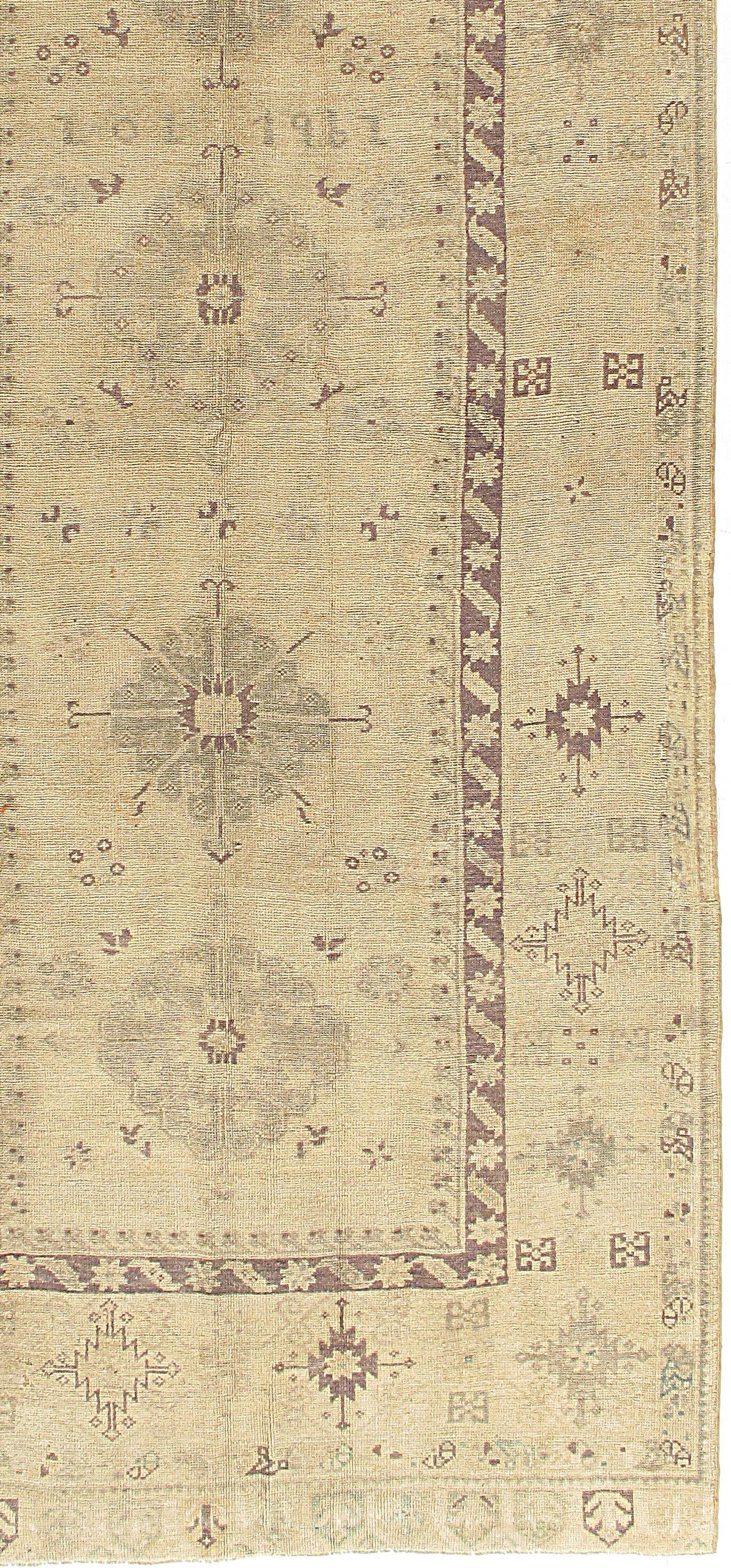 Vintage Tan Turkish Oushak Runner 4'9 x 11'3 in vendita 1