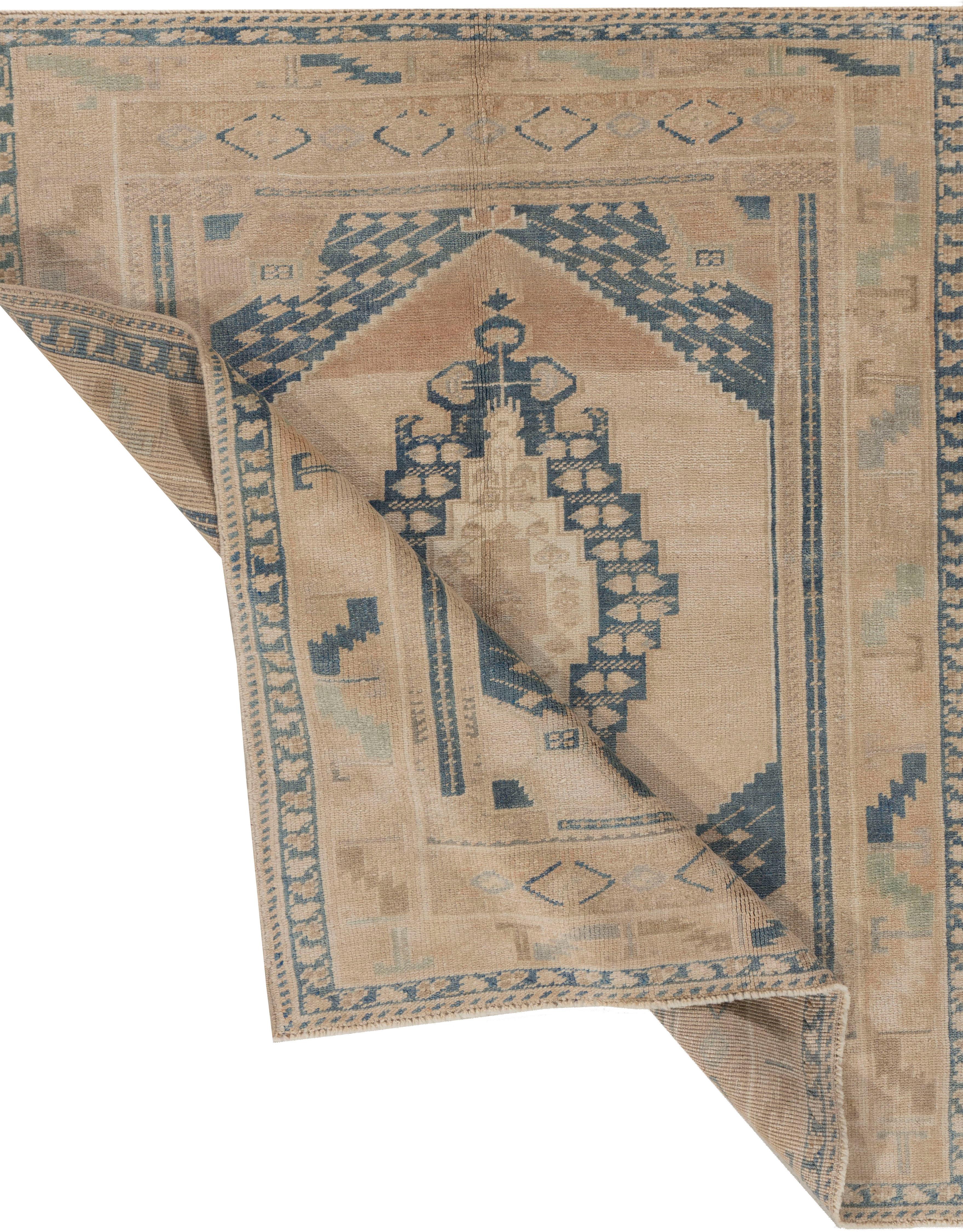 Turco Vintage Tan Turkish Oushak Wool Hand Knots Rugs (Tappeto di lana turca annodata a mano) in vendita