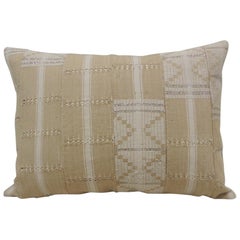 Vintage Tan and White Woven Ewe Stripweaves African Bolster Decorative Pillow