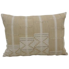 Vintage Tan and White Woven Ewe Stripweaves African Bolster Decorative Pillow
