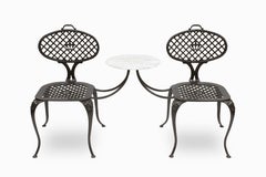 Set di sedie da patio in tandem vintage con tavolo in marmo di Thinline