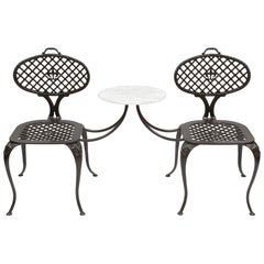 Set di sedie da patio in tandem vintage con tavolo in marmo di Thinline
