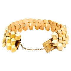 Vintage Tank Bracelet in 18k Gold with Cubes Auguste Gross