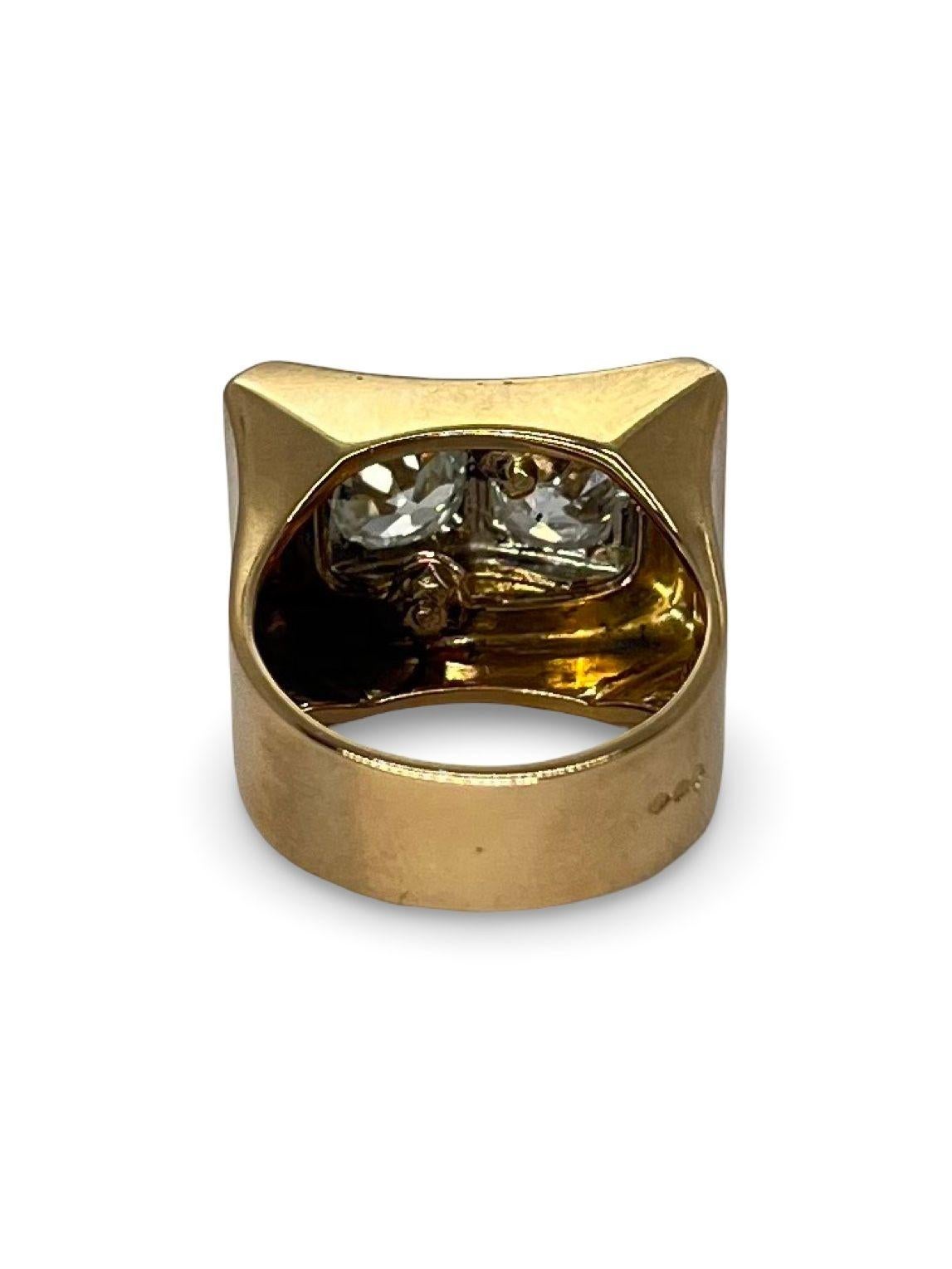 Women's Vintage Tank Ring in Rose Gold with 1.80 ct Diamonds For Sale