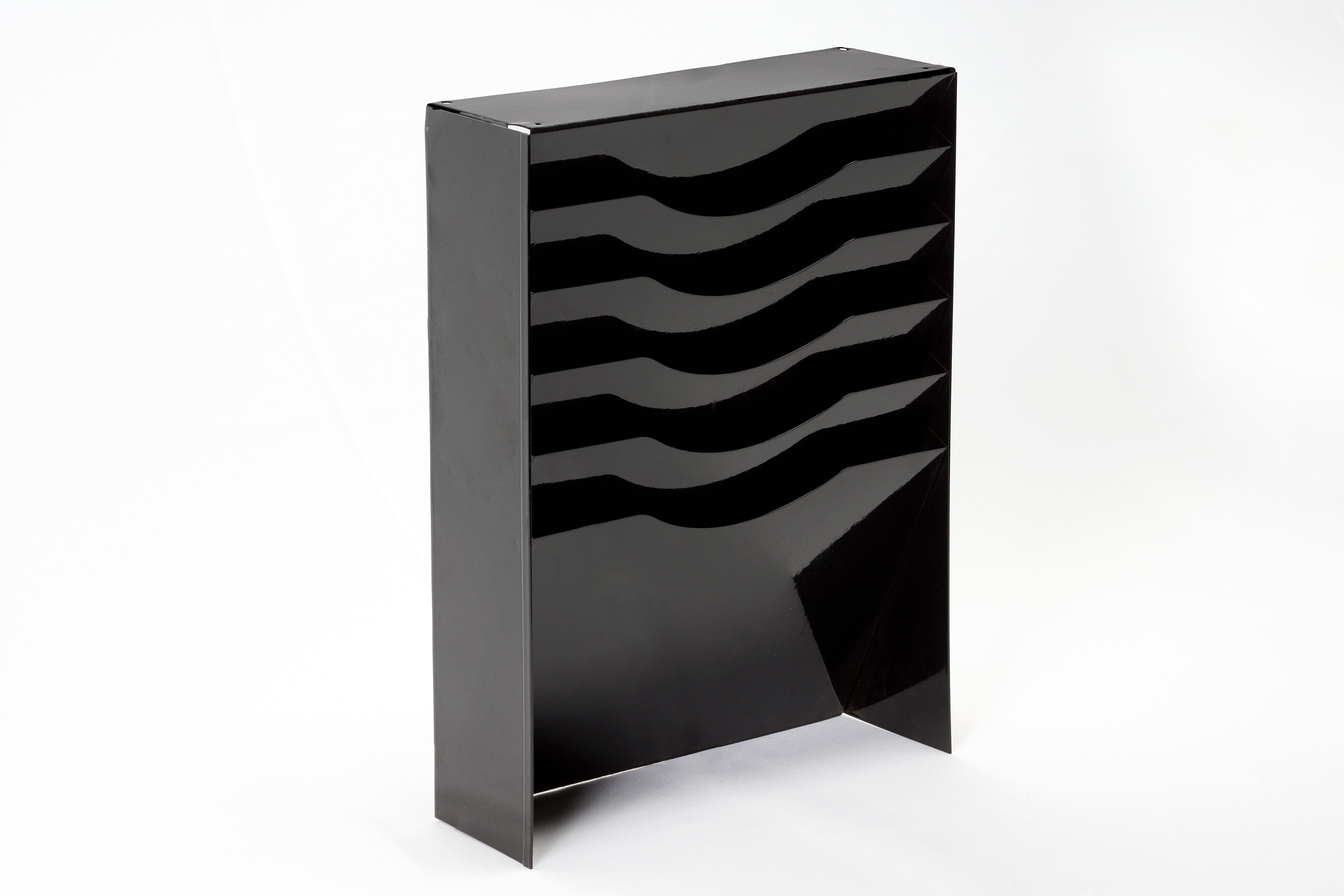 Mid-Century Modern Vintage Tanker Desk Drawer Insert Repurposed as File Holder, Refinished in Black