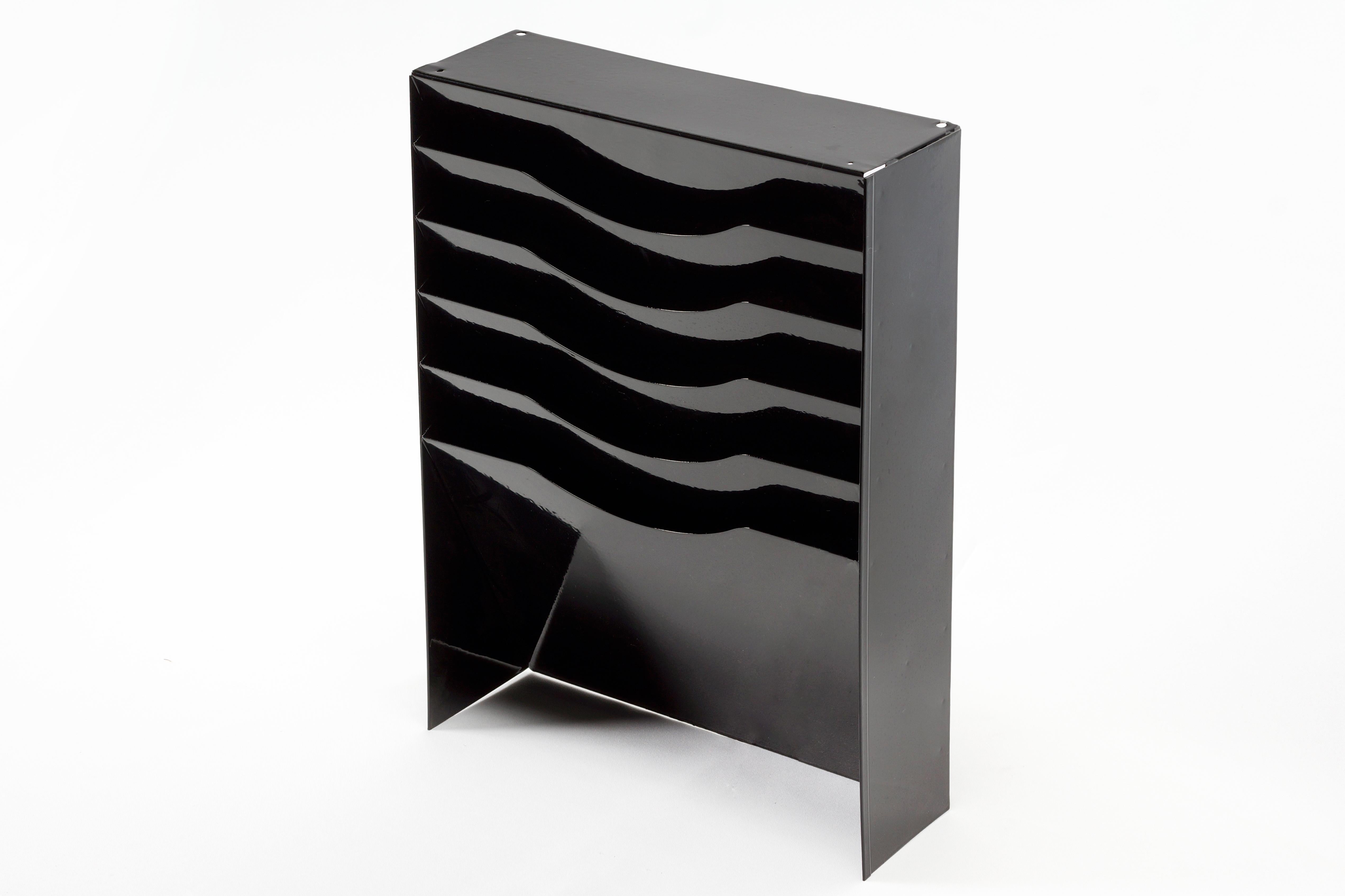 Vintage Tanker Desk Drawer Insert Repurposed as File Holder, Refinished in Black In Excellent Condition In Alhambra, CA