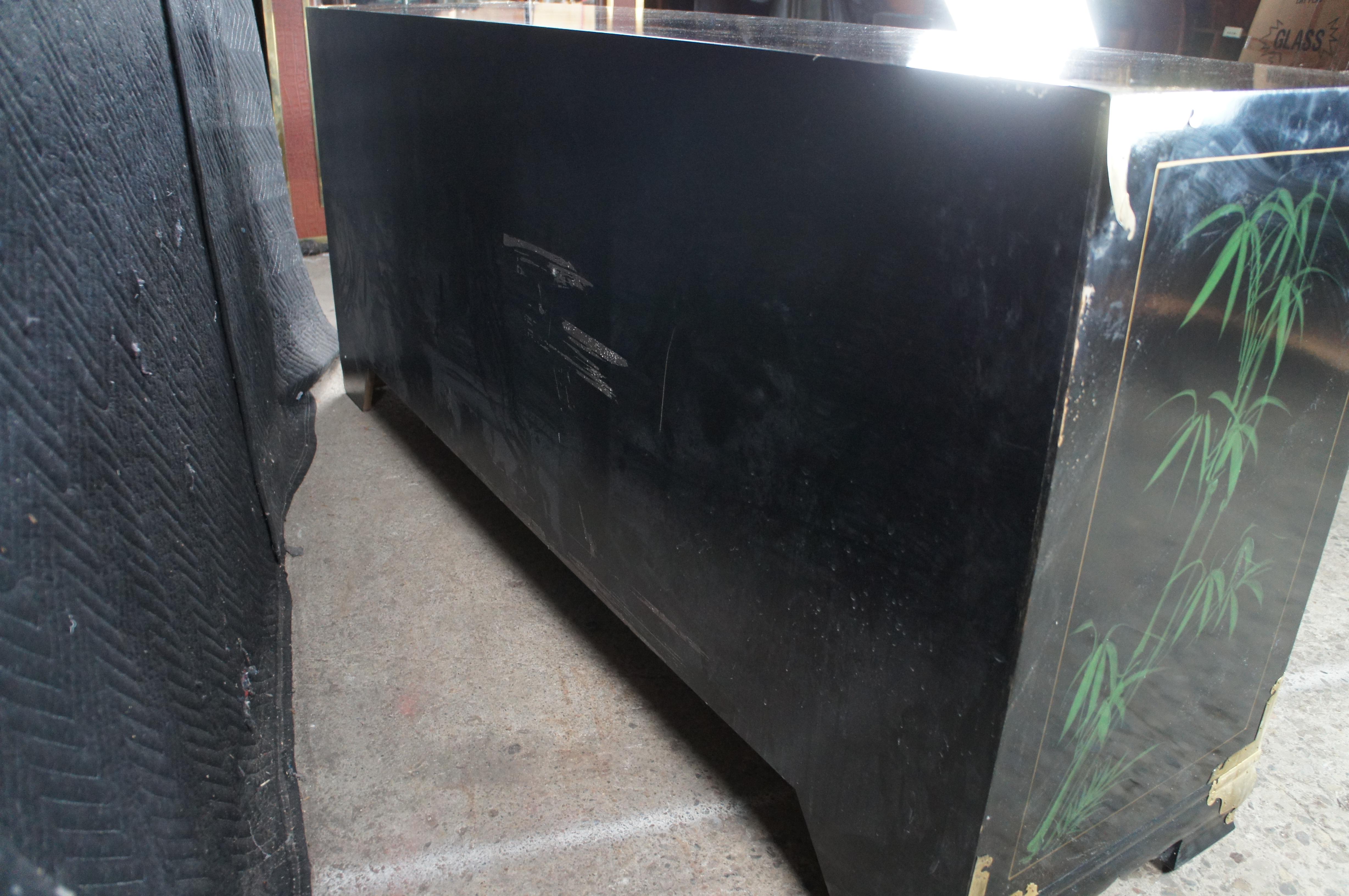 Vintage Tansu Style Chinoiserie Lowboy Credenza Buffet Dresser Sideboard Cabinet en venta 8