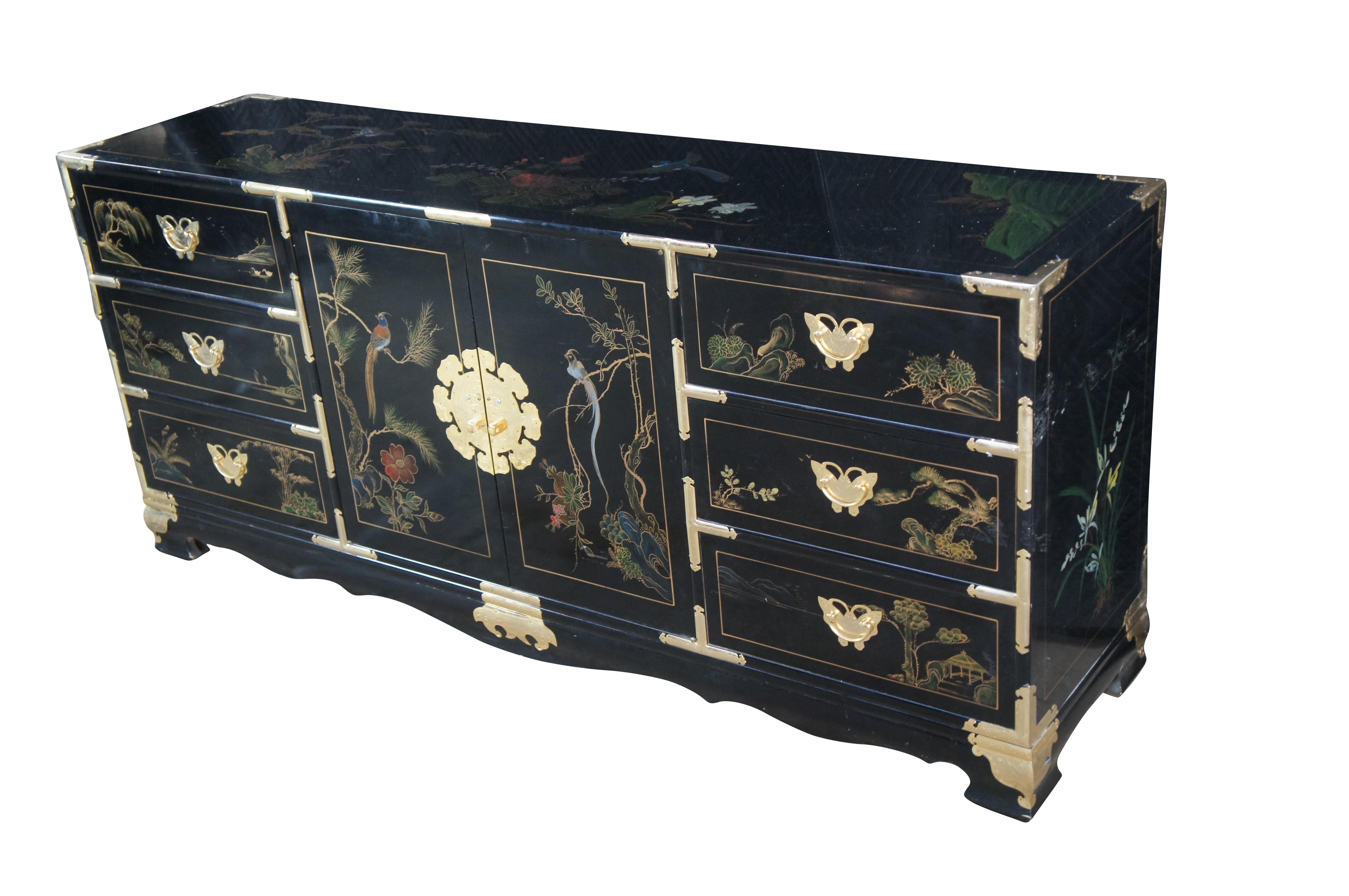 Vintage Tansu Style Chinoiserie Lowboy Credenza Buffet Dresser Sideboard Cabinet en Bastante bueno estado para la venta en Dayton, OH